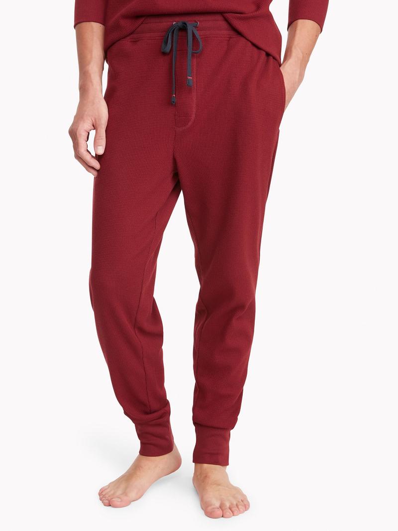 Férfi Tommy Hilfiger Thermal drawstring Jogger Nadrág Piros | HU 1139KOR